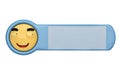 Smirking face emoticon on a board.3D illustration.