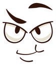 Smirking face. Funny comic expression. Cartoon emoji