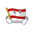 Smirking flag austria flying at cartoon pole