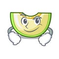 Smirking fresh melon slice in the frezeer cartoon