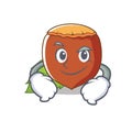 Smirking hazelnut character cartoon style