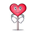 Smirking heart lollipop character cartoon