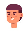 Smirking hispanic guy with bowl haircut semi flat vector character head Royalty Free Stock Photo