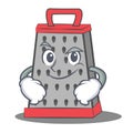 Smirking kitchen grater character cartoon