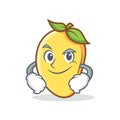 Smirking mango character cartoon mascot