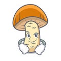 Smirking orange cap boletus mushroom character cartoon