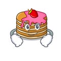 Smirking pancake with strawberry character cartoon