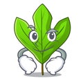Smirking sassafras leaf in the cartoon stem