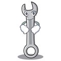 Smirking spanner character cartoon style