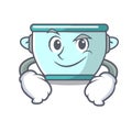 Smirking steel pot character cartoon