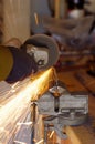 The smith are cutting steel Royalty Free Stock Photo