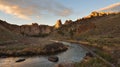 Smith Rock and Crooked River at sunset Royalty Free Stock Photo