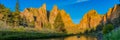 Smith rocks State Park and the crooked River in Oregon at sunrise Royalty Free Stock Photo