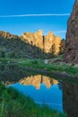 Smith rocks State Park and the crooked River in Oregon at sunrise Royalty Free Stock Photo