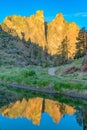 Smith rocks State Park and the crooked River in Oregon at sunrise Royalty Free Stock Photo