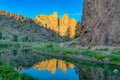 Smith rocks State Park and the crooked River in Oregon at sunrise Royalty Free Stock Photo