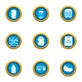 Smithereens icons set, flat style Royalty Free Stock Photo