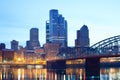 Smithfield Street Bridge over Monongahela River and downtown skyline of Pittsburgh