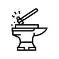 smithing blacksmith line icon vector illustration