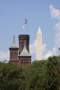 Smithsonian Castle and Washington Monument Royalty Free Stock Photo