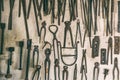 Smithy tools on the wall Royalty Free Stock Photo