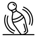 Smitten bowling pin icon, outline style