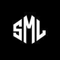SML letter logo design with polygon shape. SML polygon and cube shape logo design. SML hexagon vector logo template white and Royalty Free Stock Photo