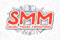 SMM - Doodle Red Inscription. Business Concept.