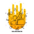 SMM expert specialist freelance. Social media marketing concept ions set.