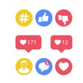 Smm and social activity icons - likes and shares, social icons