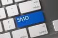 SMO - Social Media Optimization - Blue Keypad on Keyboard. 3d