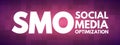 SMO - Social Media Optimization acronym concept Royalty Free Stock Photo