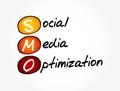 SMO - Social Media Optimization acronym, internet concept background Royalty Free Stock Photo
