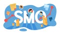 SMO social media optimization concept. Advertising in the internet