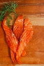 Smocked salmon slices and dill