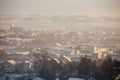 Fog and smog over the city, winter scene - Airpollution air pollution in winter, Valjevo, Serbia