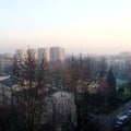 Smog over the city, Krakow, Poland