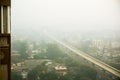 Smog over noida delhi gurgaon in the morning