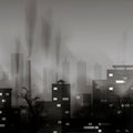 Smog polluted urban landscape. Highly polluted city with factory plants smoking towers and pipes Royalty Free Stock Photo