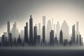 smoggy skyline of large city, with layer of haze obscuring the view The image highlights the impact of air pollution on