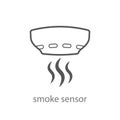 Smoke alarm system vector linear symbol isolated on white background. Vector Illustration Royalty Free Stock Photo