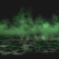 Smoke background. Green smog or fog spreads on ground.