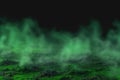 Smoke background. Green smog or fog spreads on ground.