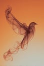 Smoke Bird in Flight Against Sunrise Gradient Background Royalty Free Stock Photo