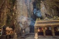 Smoke in a buddhist temple. Huyen Khong Cave with shrines, Marble mountains, Vietnam