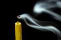 Smoke when the candle goes out Royalty Free Stock Photo