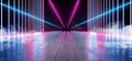 Smoke Cement Sci Fi Futuristic Concrete Neon Laser Led Vibrant Glowing Blue Virtual Reality Alien Ship Space Retro Hall Corridor Royalty Free Stock Photo