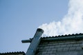 Smoke from the chimney of a chemical plant against the blue sky. The problem of environmental pollution. Ecology concept Royalty Free Stock Photo