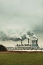 Smoke from chimney of power plant or station. Industry Royalty Free Stock Photo