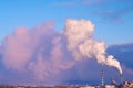 Smoke from chimney under city Royalty Free Stock Photo